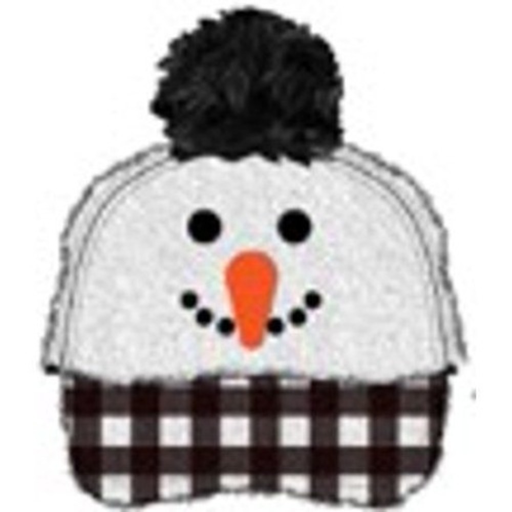 Holiday Time Snowman Sherpa Hat Kids OS White Plaid Pom Beanie Holiday